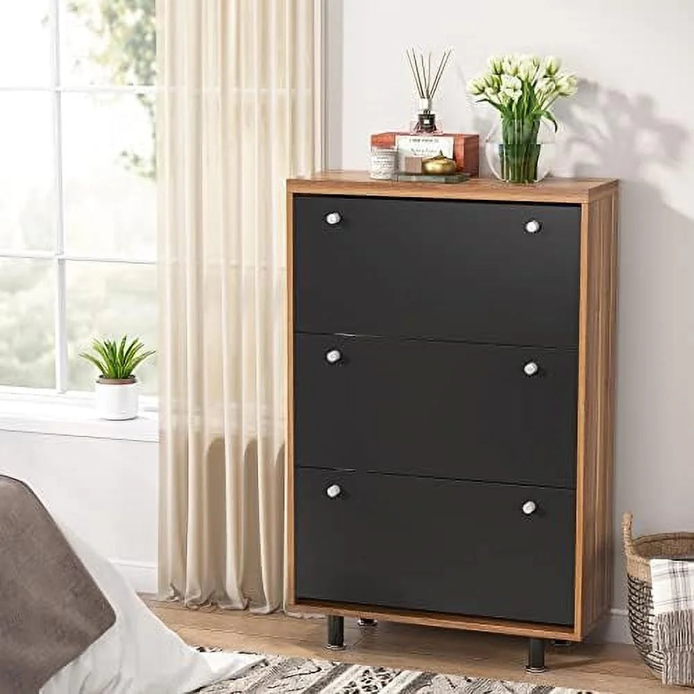 3 Drawer Shoe Cabinet Freestanding Shoe Rack with Flip Door for Entryway Hallway Bedroom J18964