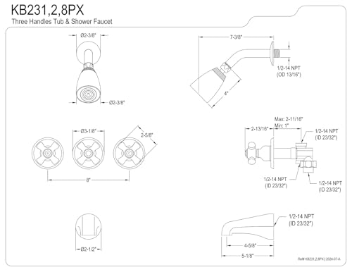 Tub and Shower Faucet with Porcelain Cross Handle, Oil Rubbed Bronze K354366