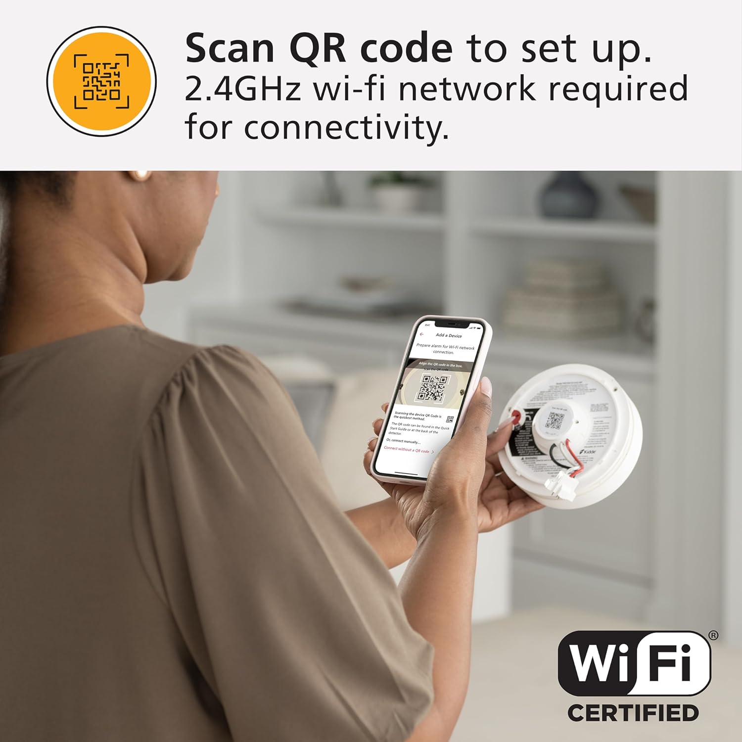 Smart Smoke & Carbon Monoxide Detector with Indoor Air Quality Monitor, WiFi, Hardwired K28907