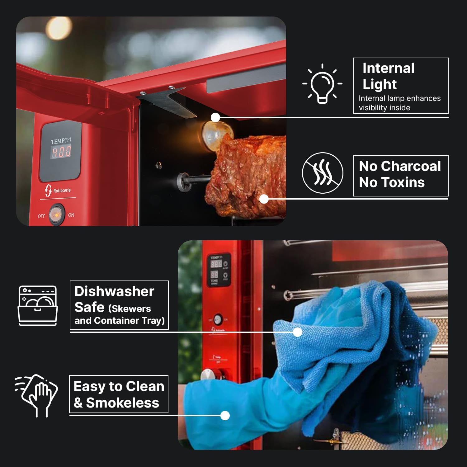 Gas Rotisserie Oven Grill Roaster with Auto Rotating Skewers for Chicken and BBQ G891376