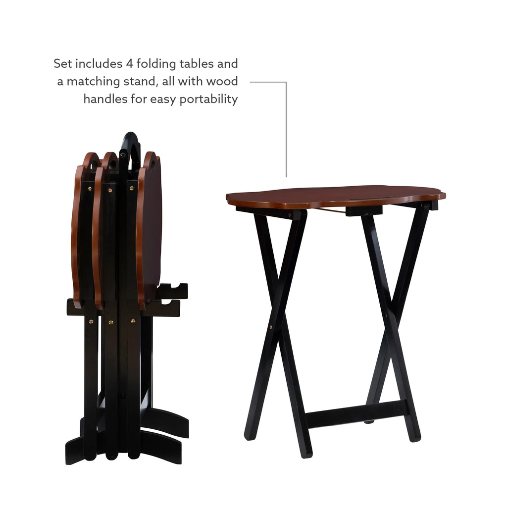Folding Side Table 5-Piece Set with Stand, 26" Tall Y26089