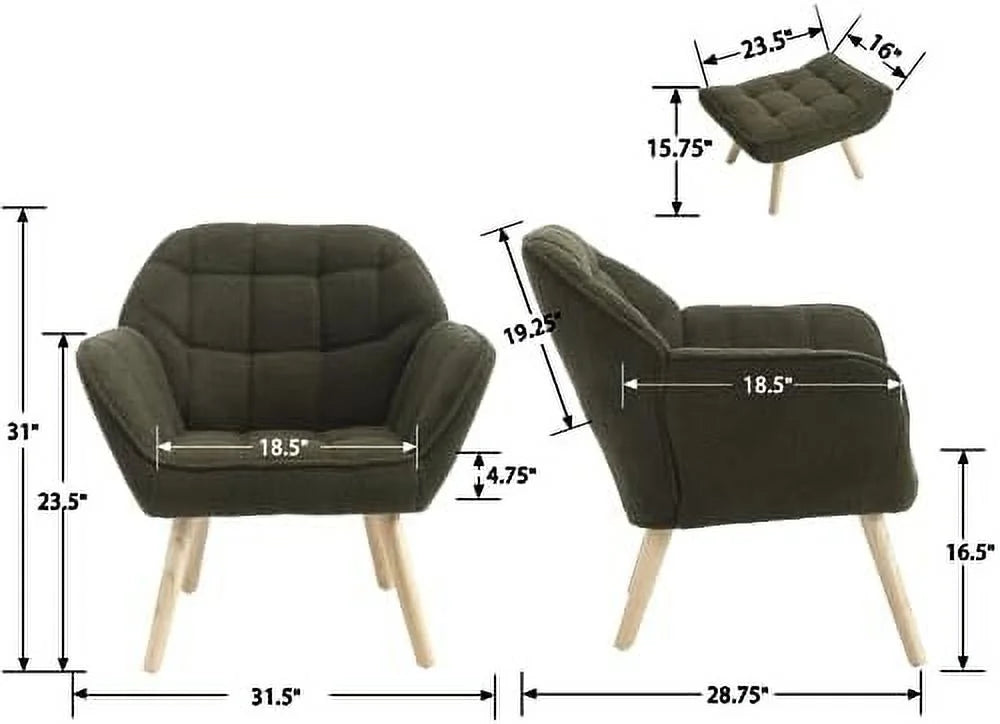 Small Loveseat 2-Seat Sofa with Wingback and Wood Legs K7724