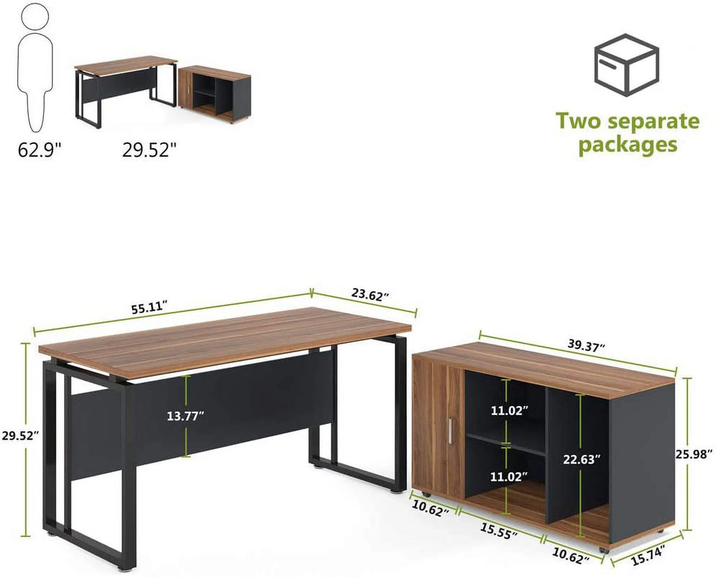 L-Shaped Computer Desk with File Cabinet V88684