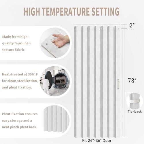 Accordion Door Curtain for Doorways, 1 Panel with Tieback, Beige S9835