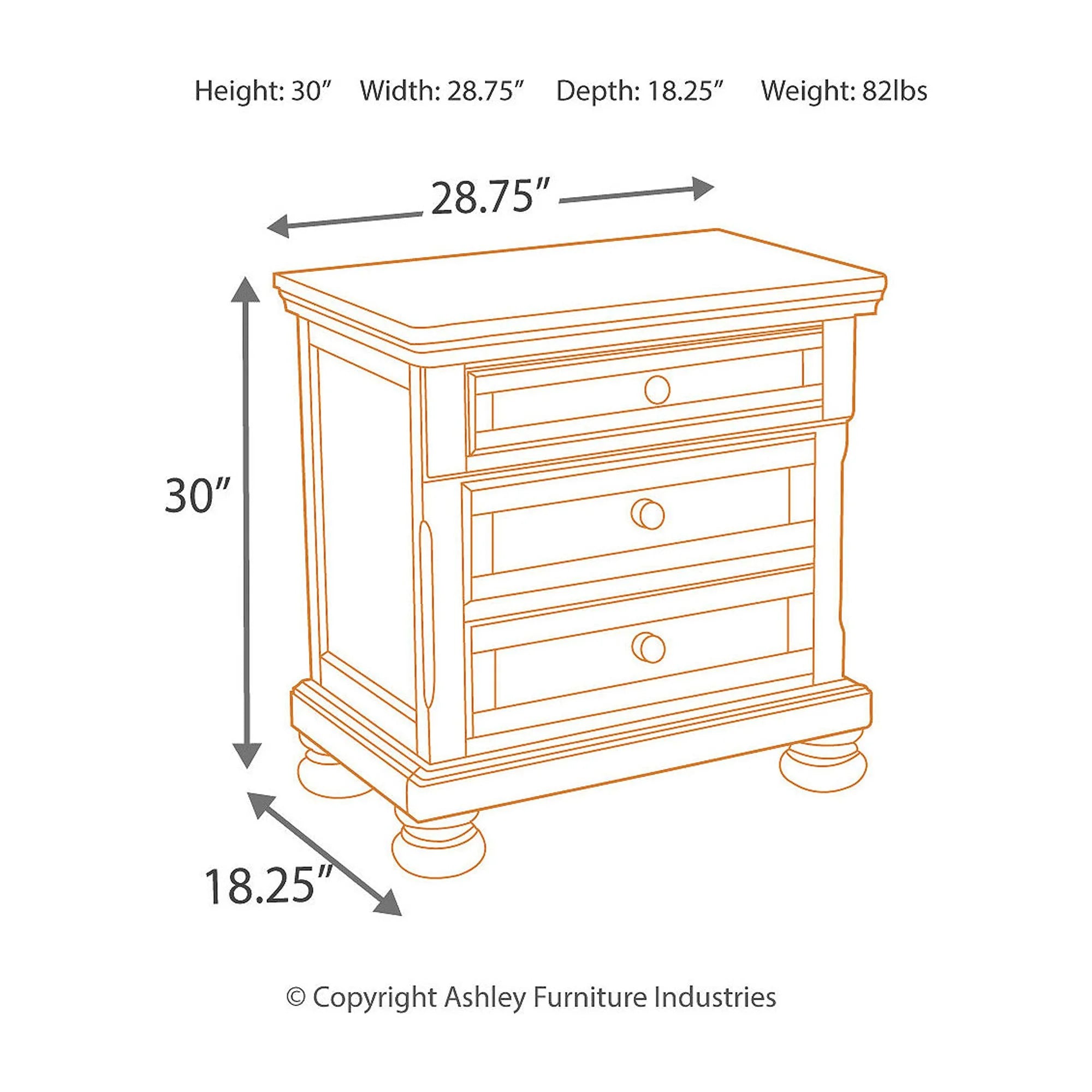 2 Drawer Nightstand with Dovetail Construction, Dark Brown F738959