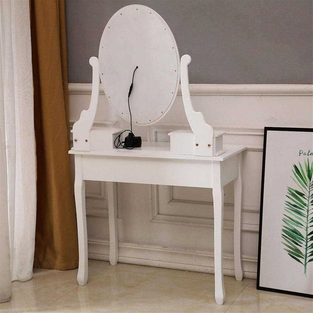 Lighted Makeup Vanity Set with Rotating Mirror and Stool X957