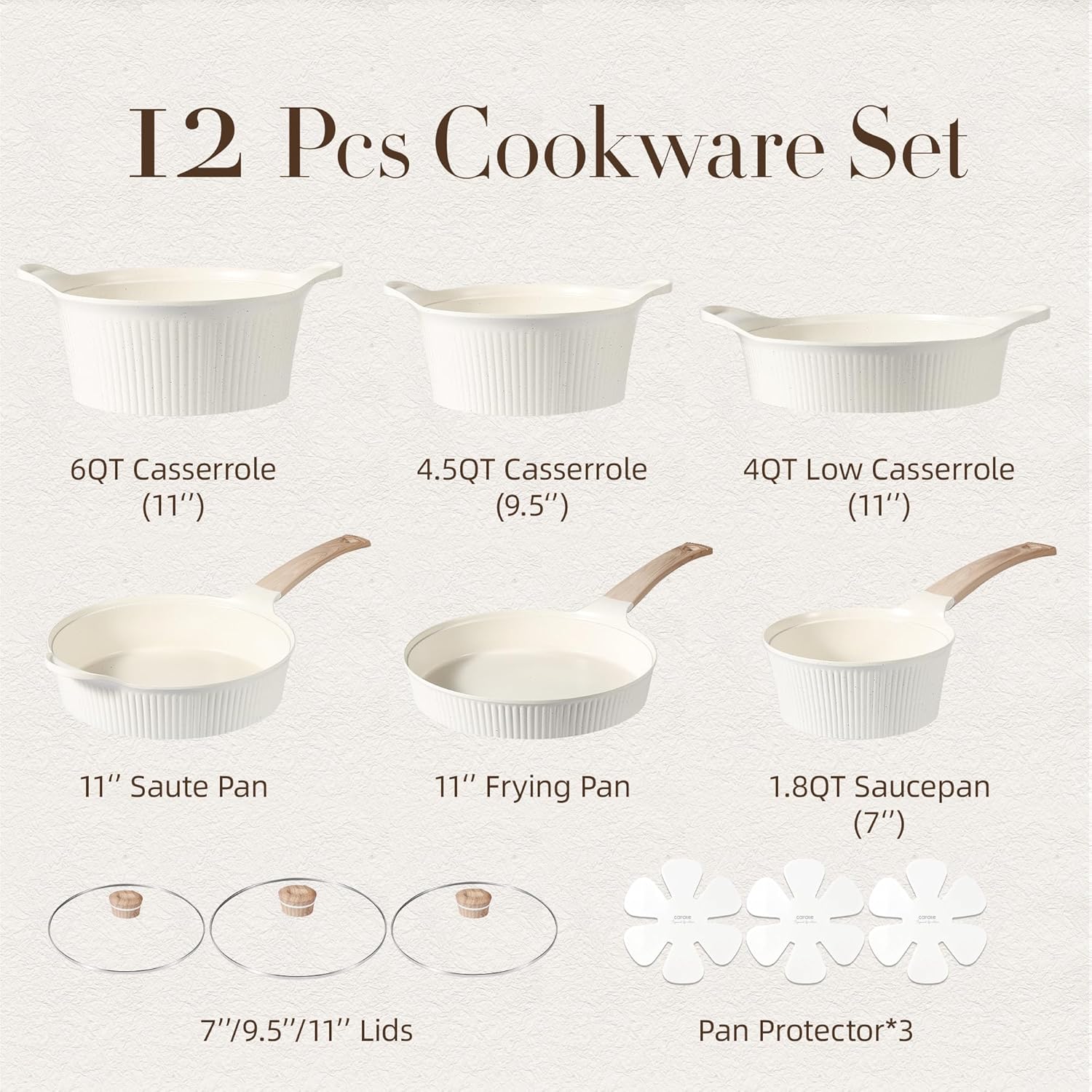 Non Stick Cookware Set, 12 Pcs Kitchen Cooking Set with Saucepan R716384