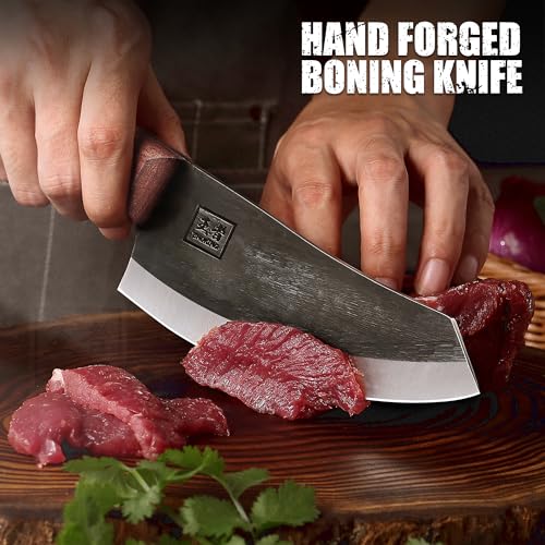 Nakiri Knife 6.6 Inch Meat Cleaver Vegetable Kitchen Knife with Leather Sheath S747