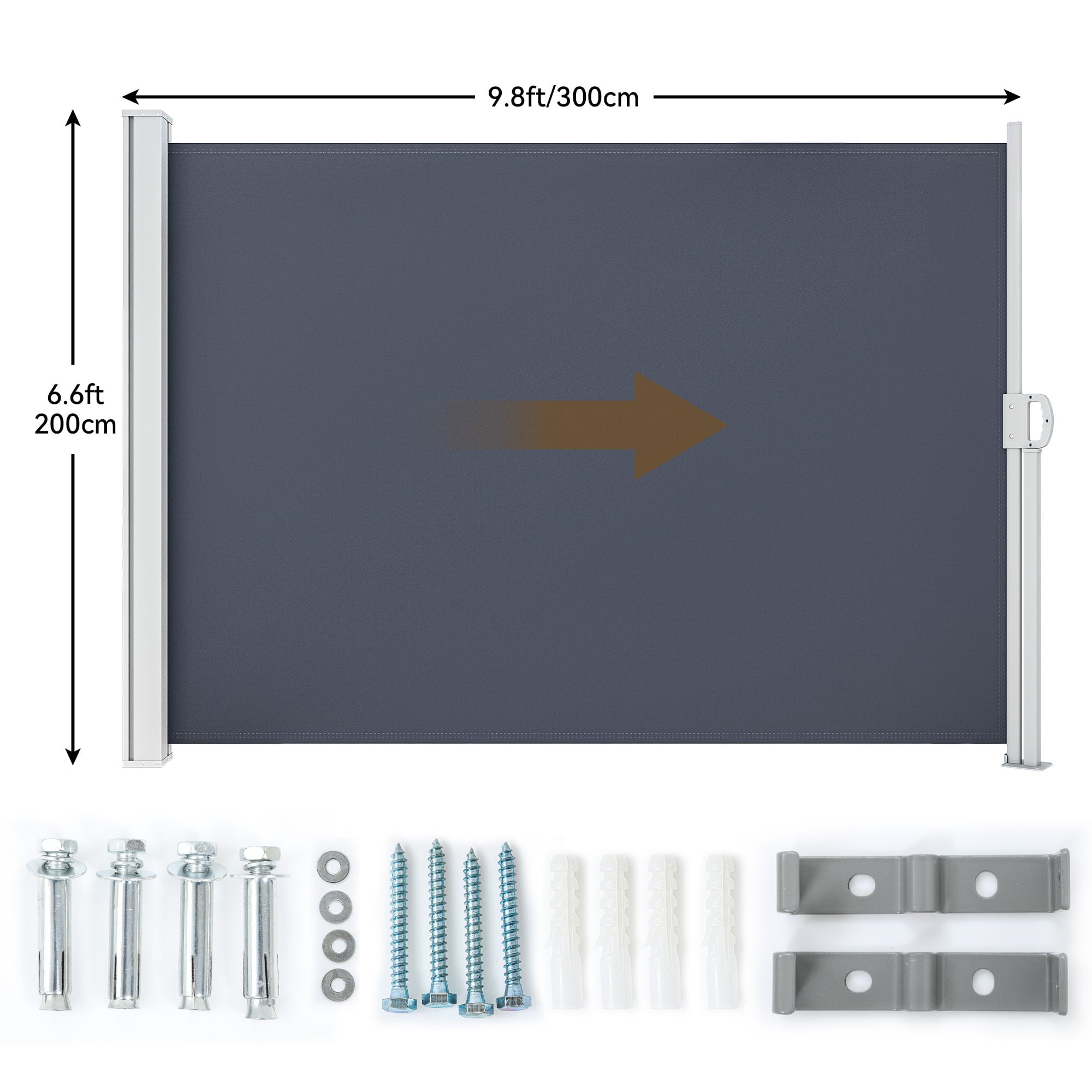 Retractable Side Awning 118" x 78", Folding Privacy Screen for Outdoor Patio, Gray O7966