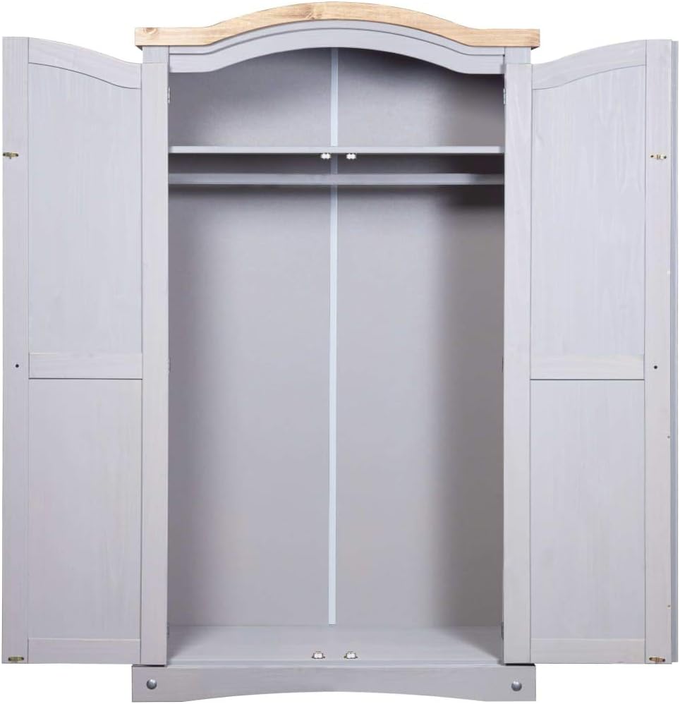 Mexican Pine Wardrobe 2 Doors Grey X9816