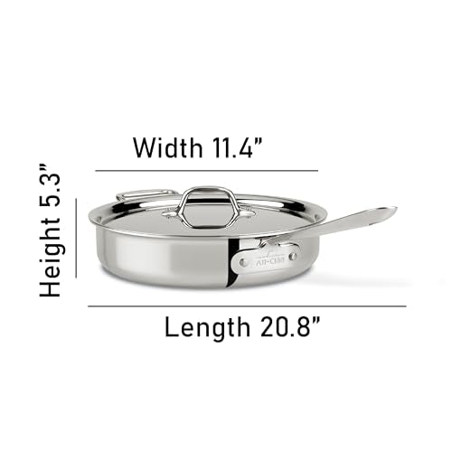 Stainless Steel Sauté Pan 4 Quart Induction Safe E420