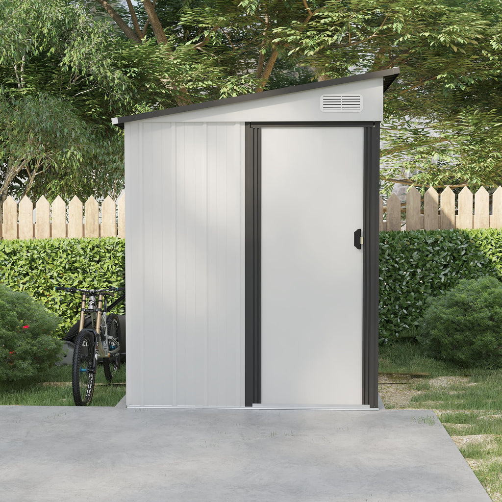 Outdoor Metal Storage Shed 5x7ft with Pent Roof J741914