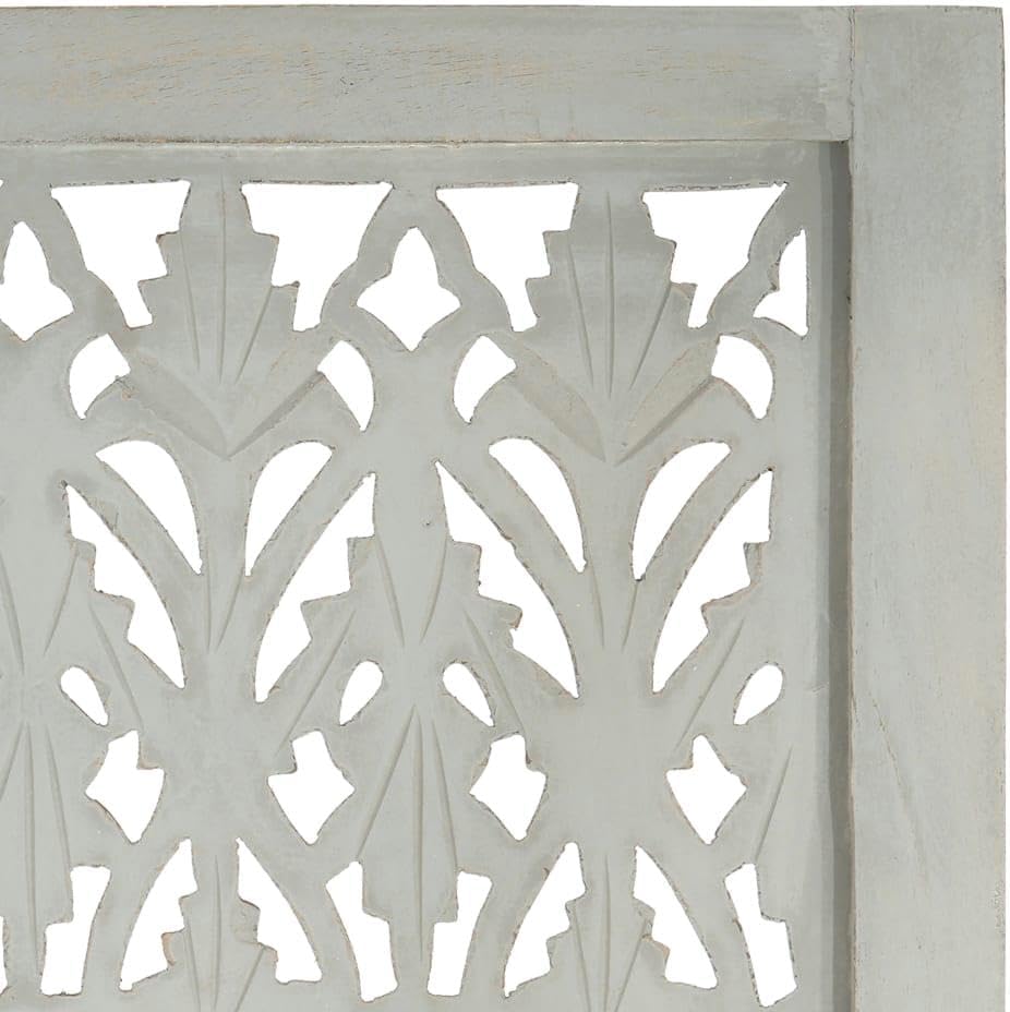 3-Panel Gray Wood Room Divider Screen M4954