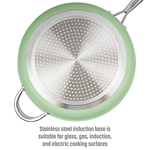 Ceramic Nonstick Deep Saute Pan with Lid, 4-Quart, Green Z851549