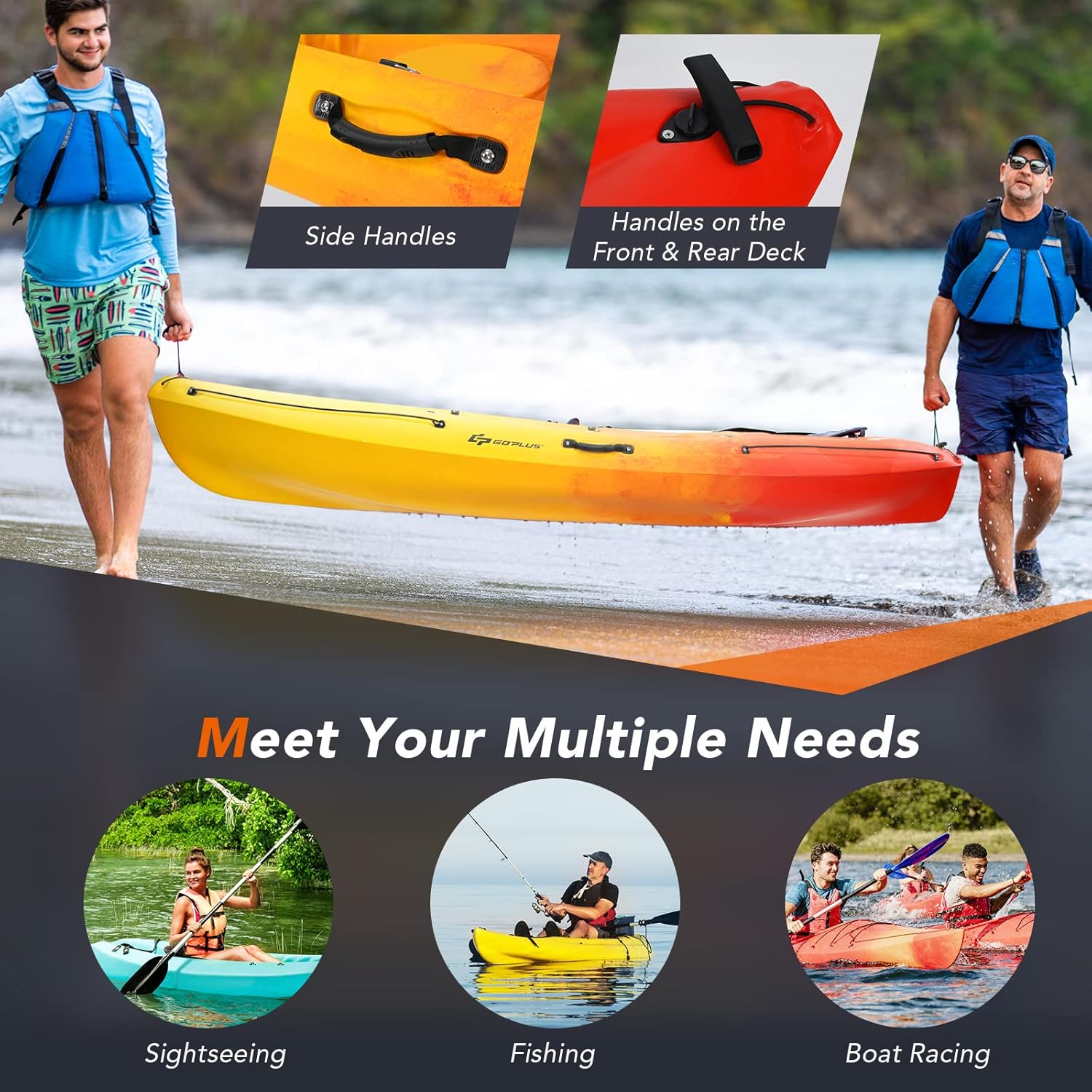 Sit-On-Top Fishing Kayak with Aluminum Paddle and Storage I6784