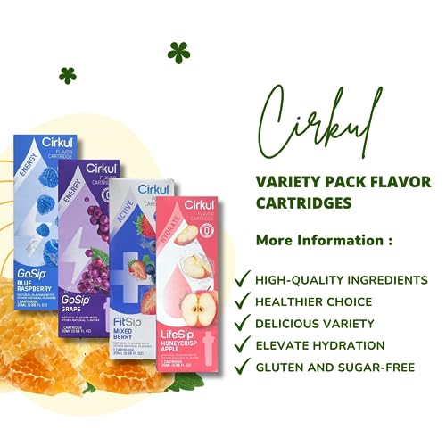 Water Bottle Flavor Cartridges Refills Kit, Pack of 4, Mixed Berry J524545