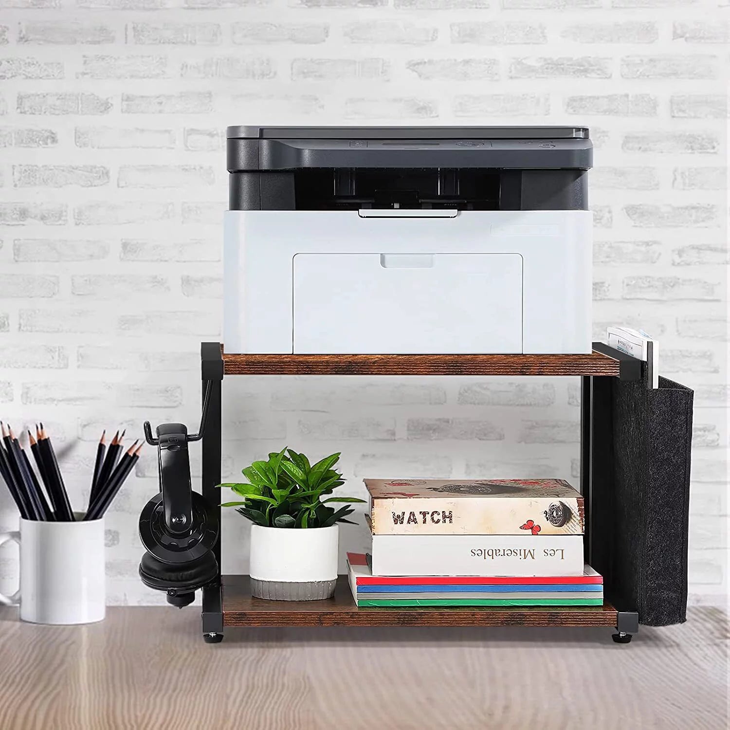 Mobile Printer Stand with Storage Under Desk U80104