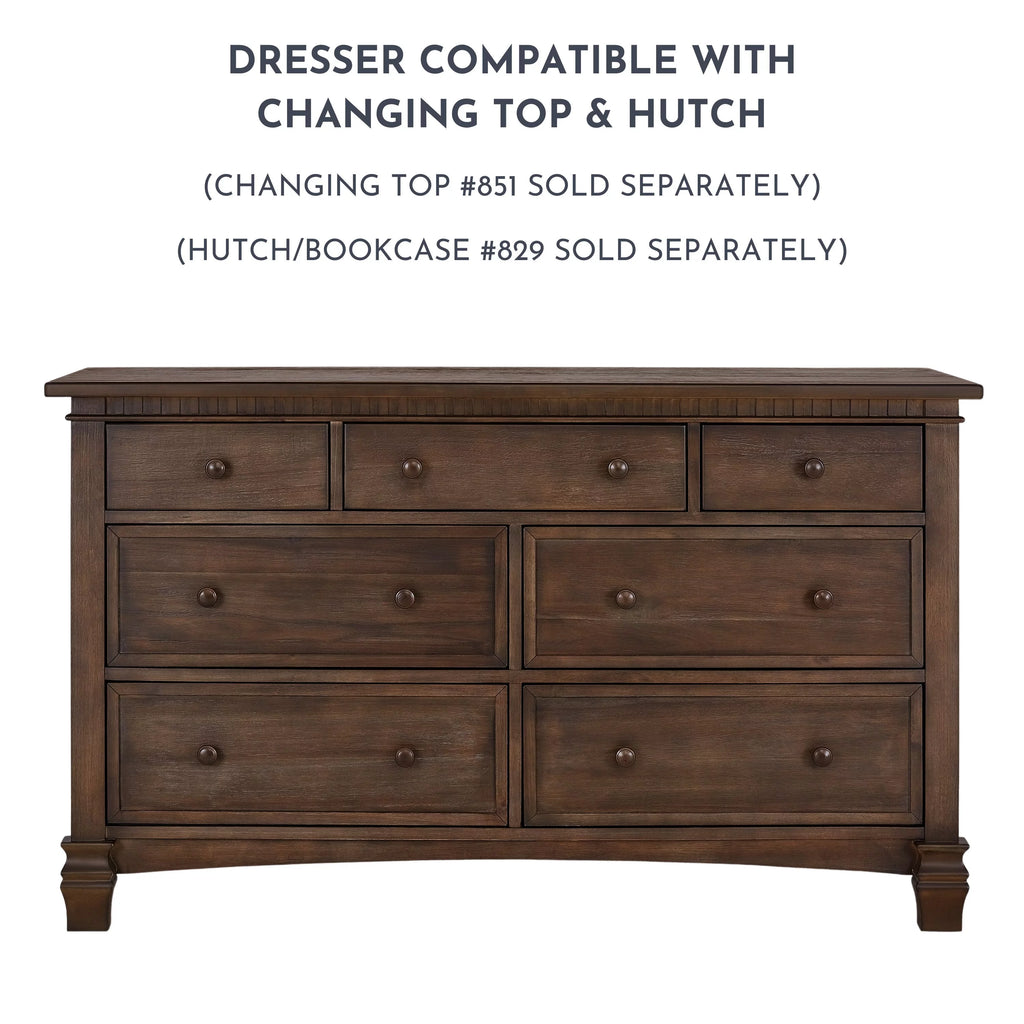 Antique Brown Double Dresser, 7 Drawers E338