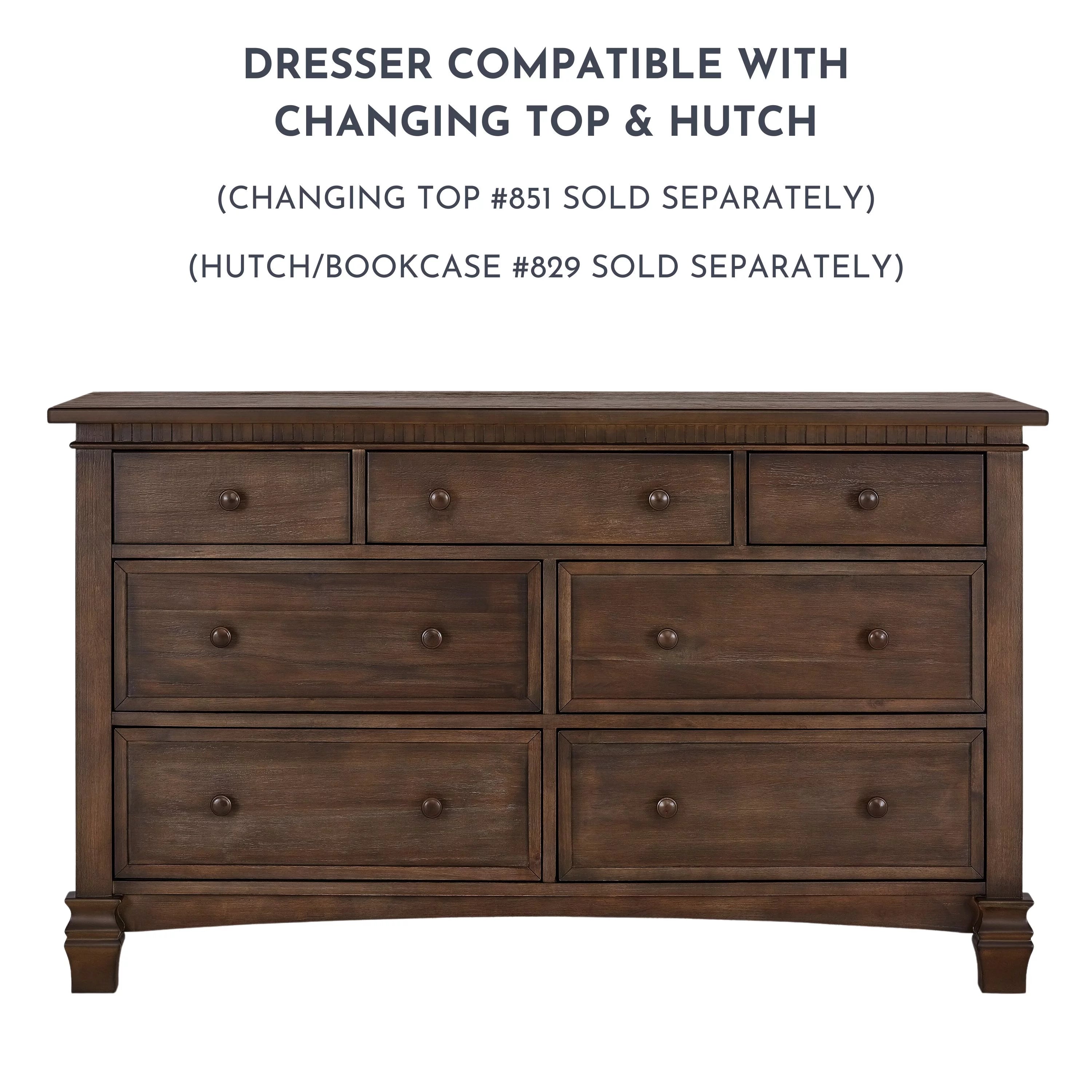 Antique Brown Double Dresser, 7 Drawers E338
