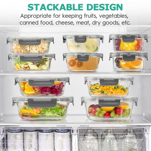 34pcs Glass Food Storage Containers with Lids, Airtight Meal Prep Set, Leak Proof, BPA-Free, Microwave Safe I72052