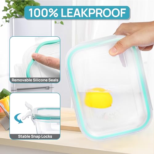 15 Pack Glass Food Storage Containers with Airtight Lids, Meal Prep, BPA Free E475471