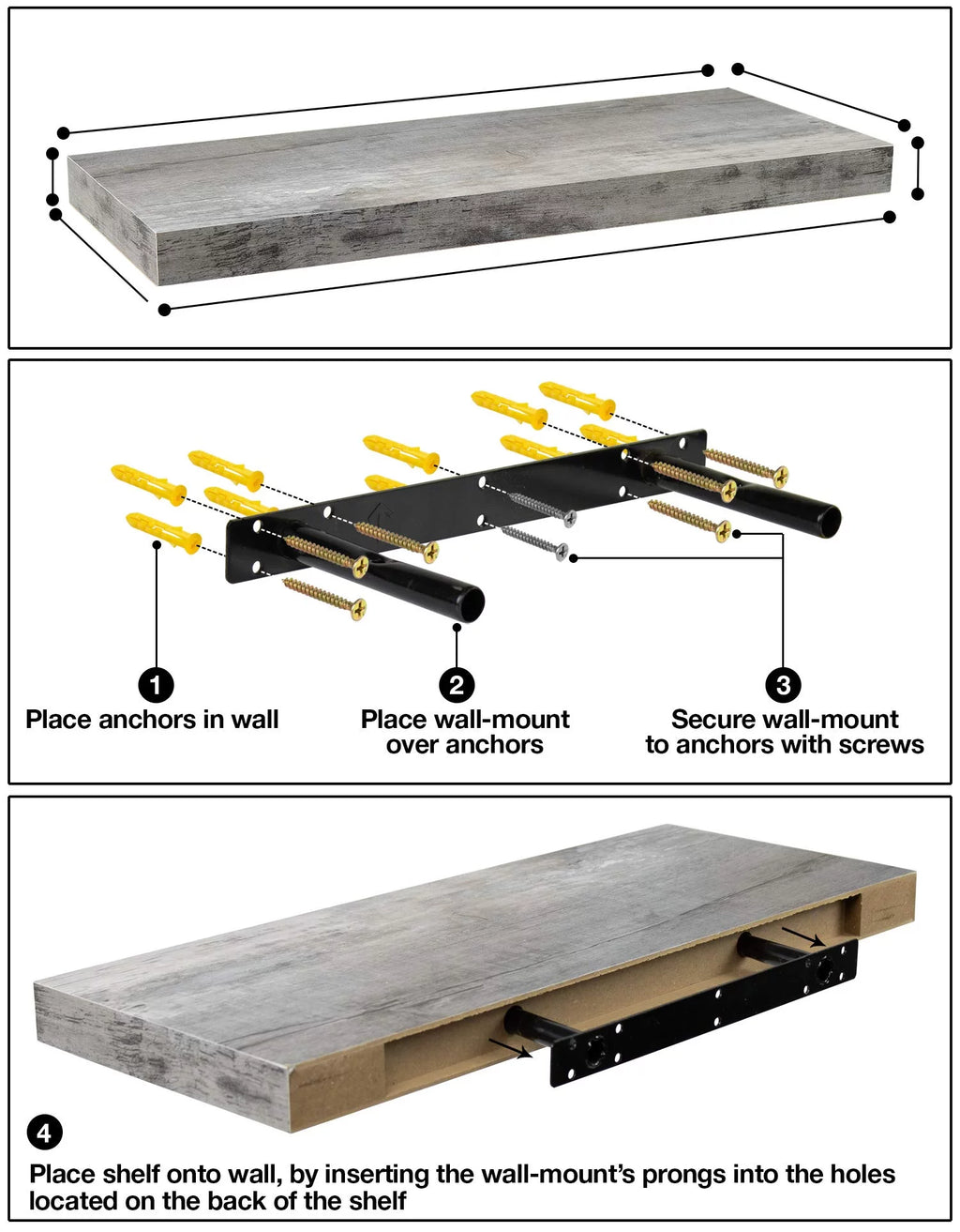 Floating Wall Shelf - Gray Wood F872982