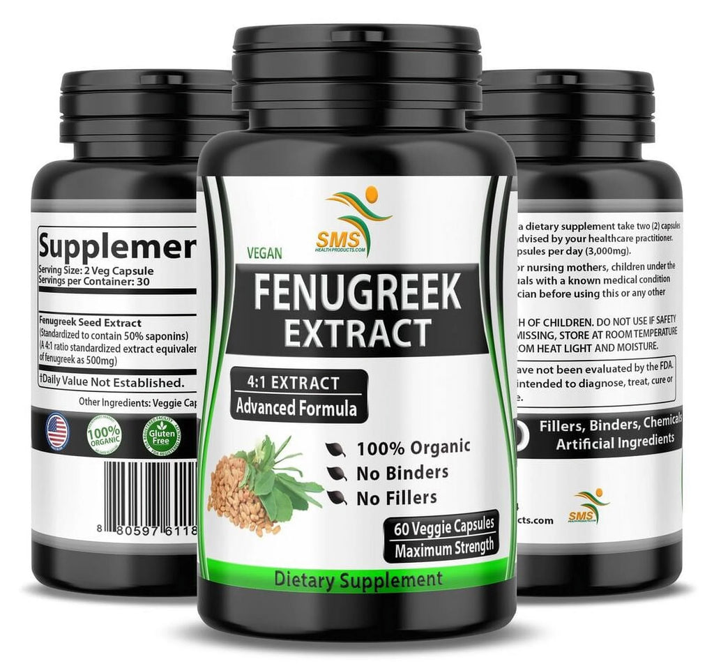 Fenugreek Seed Pills 2000mg Daily Extract, 60 Veggie Capsules T37957