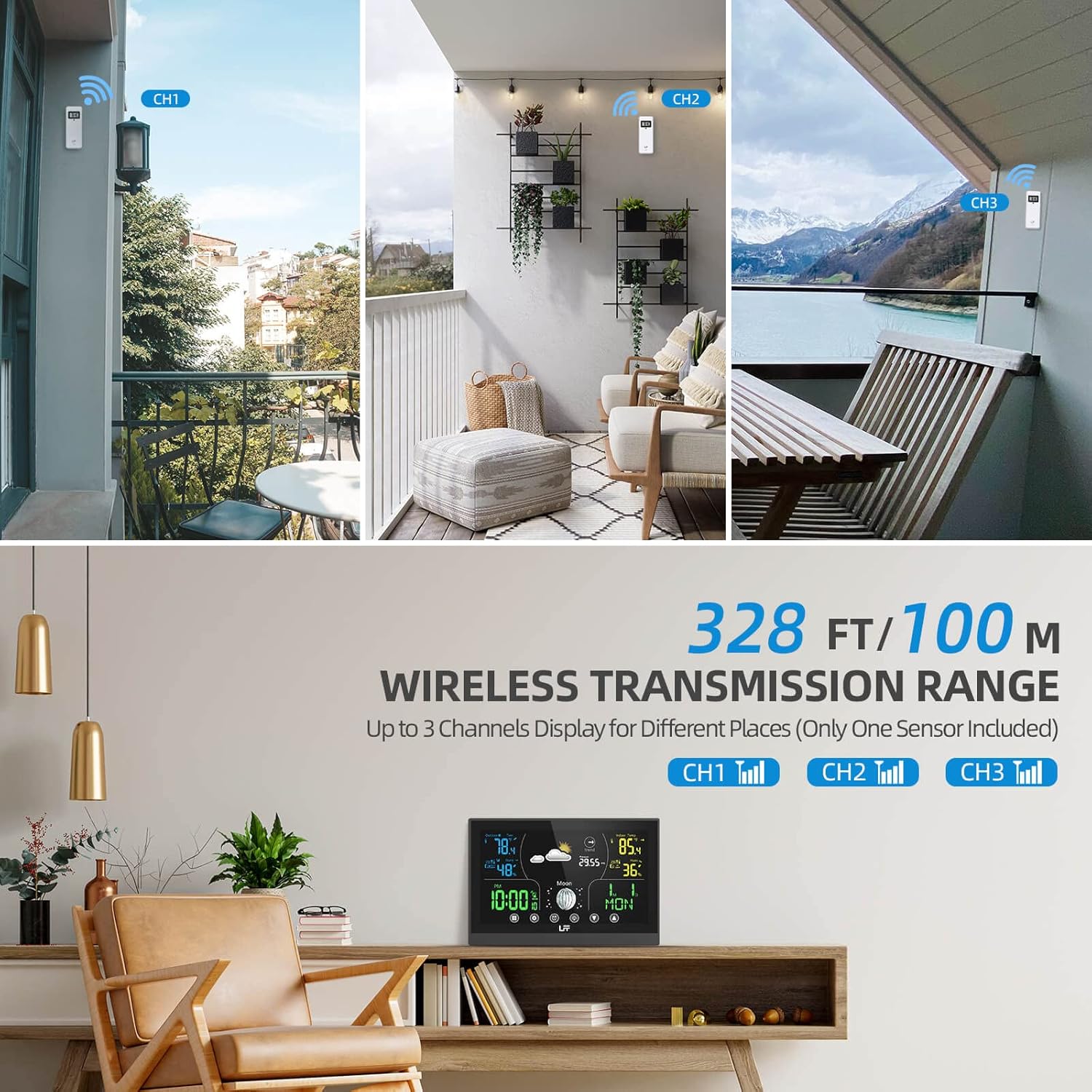 Wireless Weather Station with 2 Sensors, Indoor Outdoor Thermometer R513565
