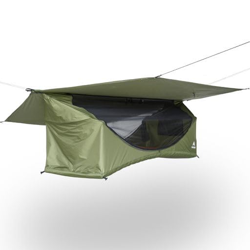 Lay Flat Hammock Tent with Mosquito Net, Insulated Pad and Rainfly D732