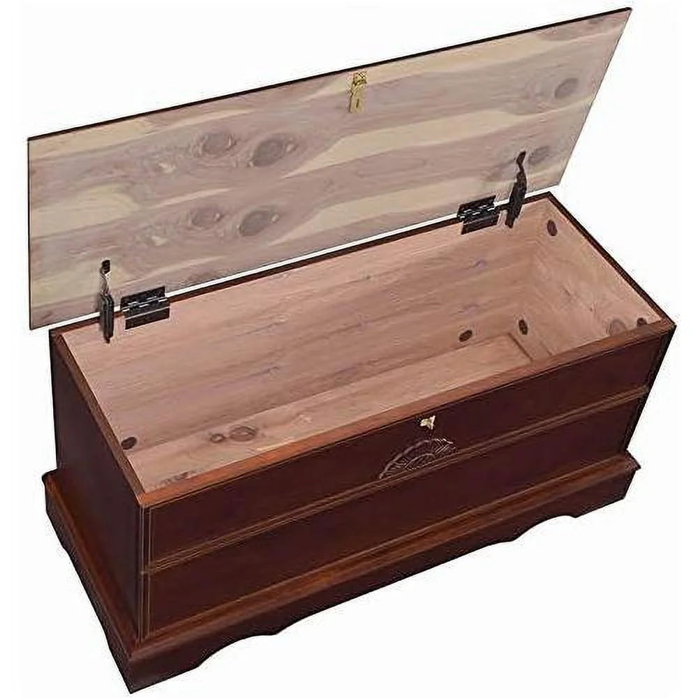 Wood Storage Blanket Chest Trunk, Warm Brown U323819