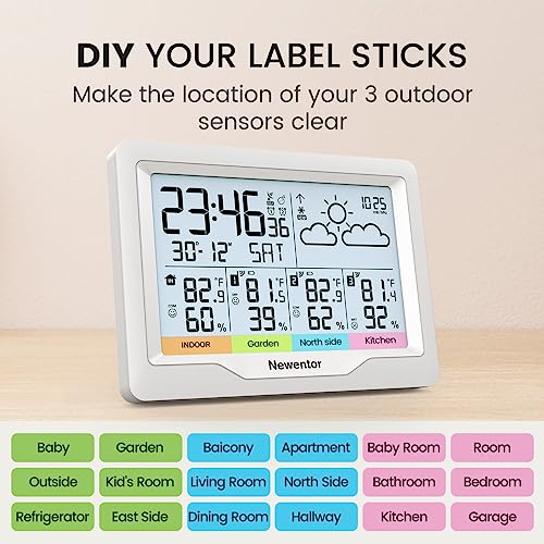 Wireless Indoor Outdoor Weather Station with Multiple Sensors, Digital Thermometer and Humidity Monitor U822633