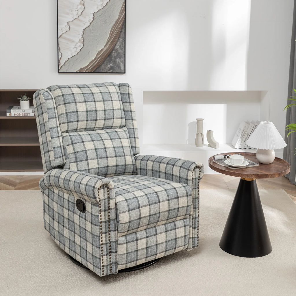 Swivel Rocker Recliner Chair with Padded Seat, 360 Degree Glider for Living Room Y980420