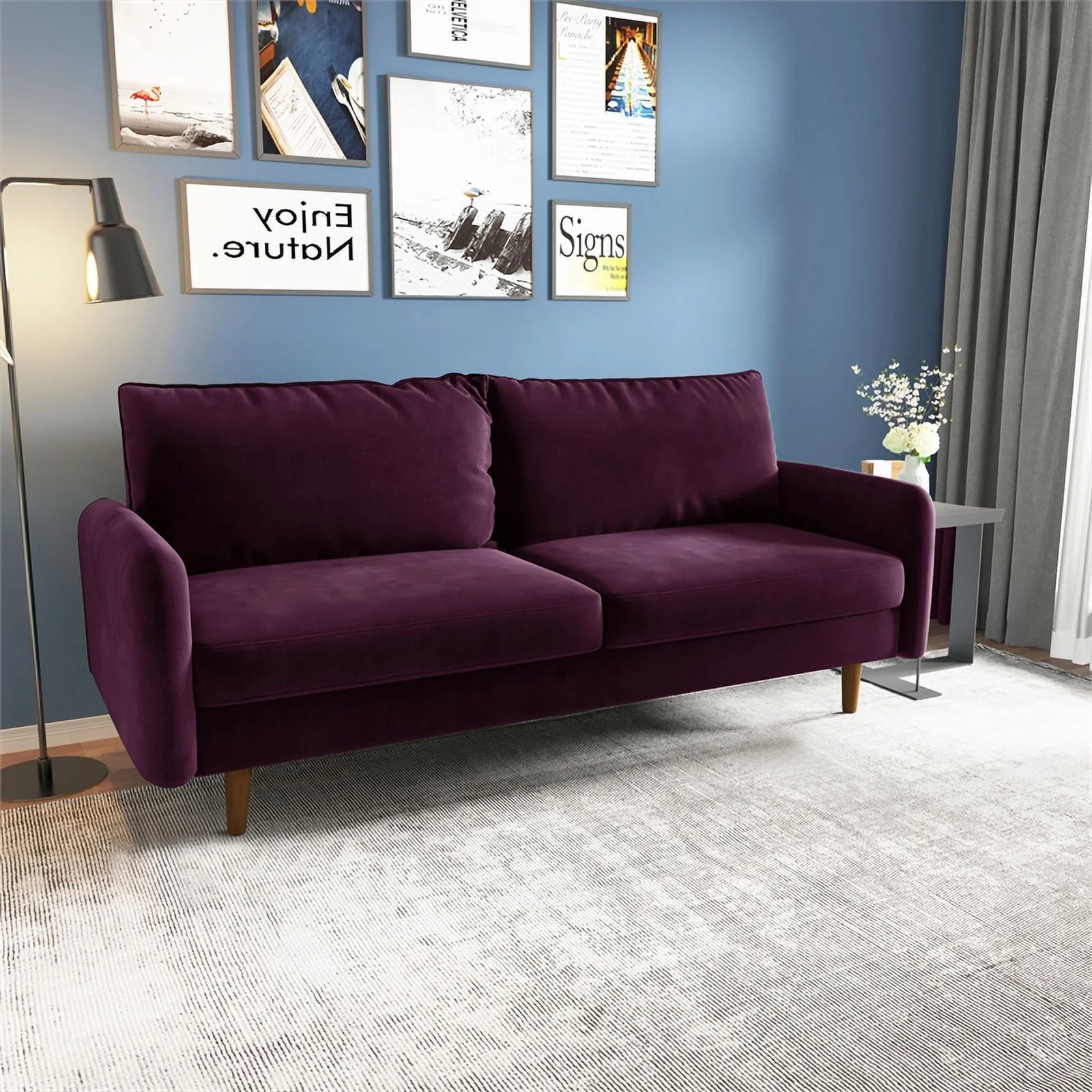 Contemporary 70" Velvet Sofa in Purple I41110