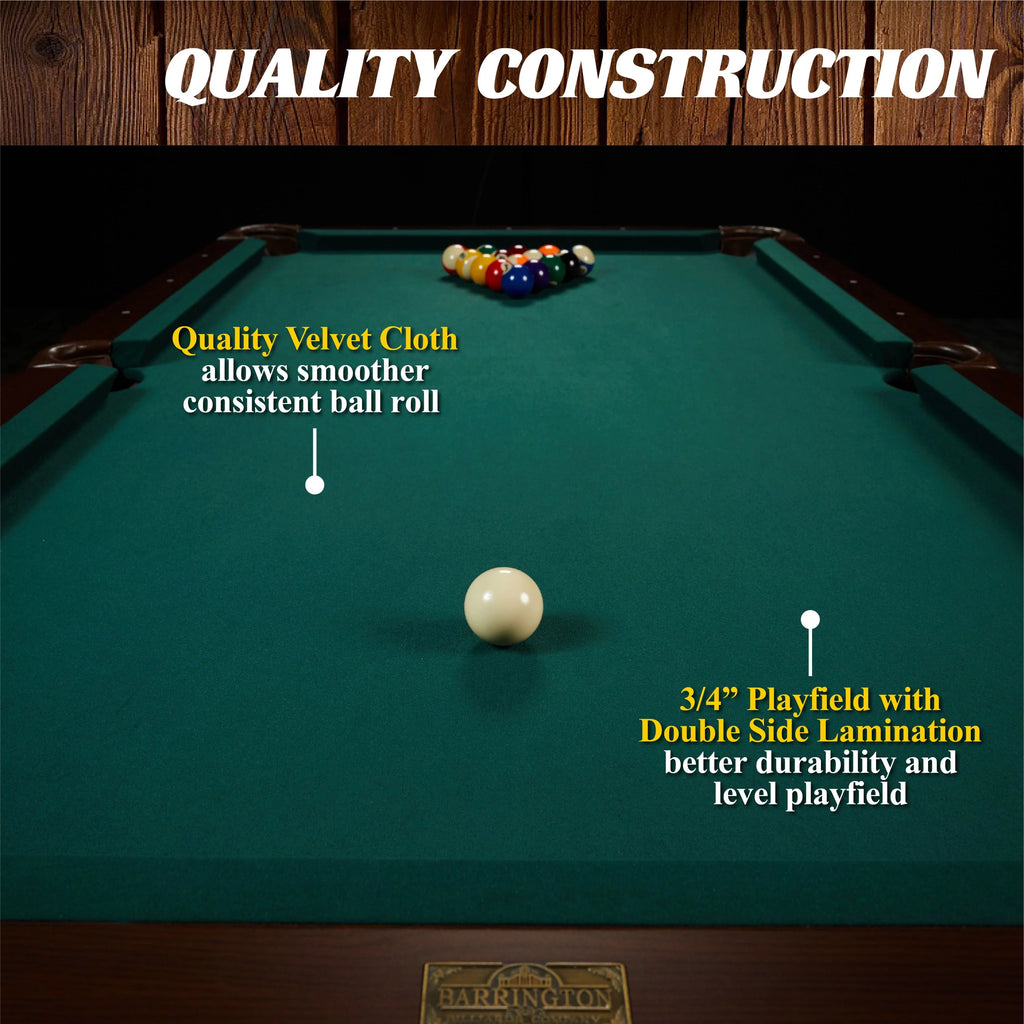 90" Ball and Claw Leg Pool Table with Cue Rack and Dartboard Set, Green Y964639