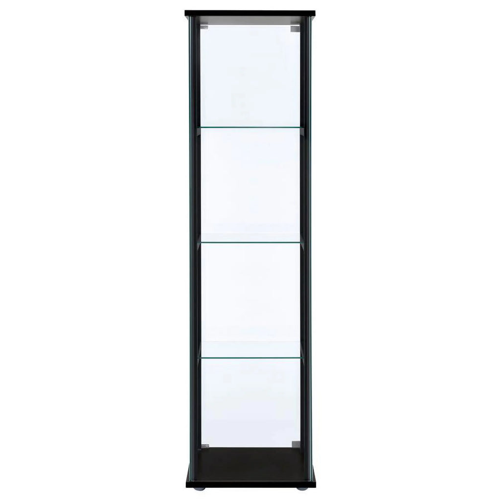 Black Wood And Glass 4 Shelf Curio Display Cabinet F589449