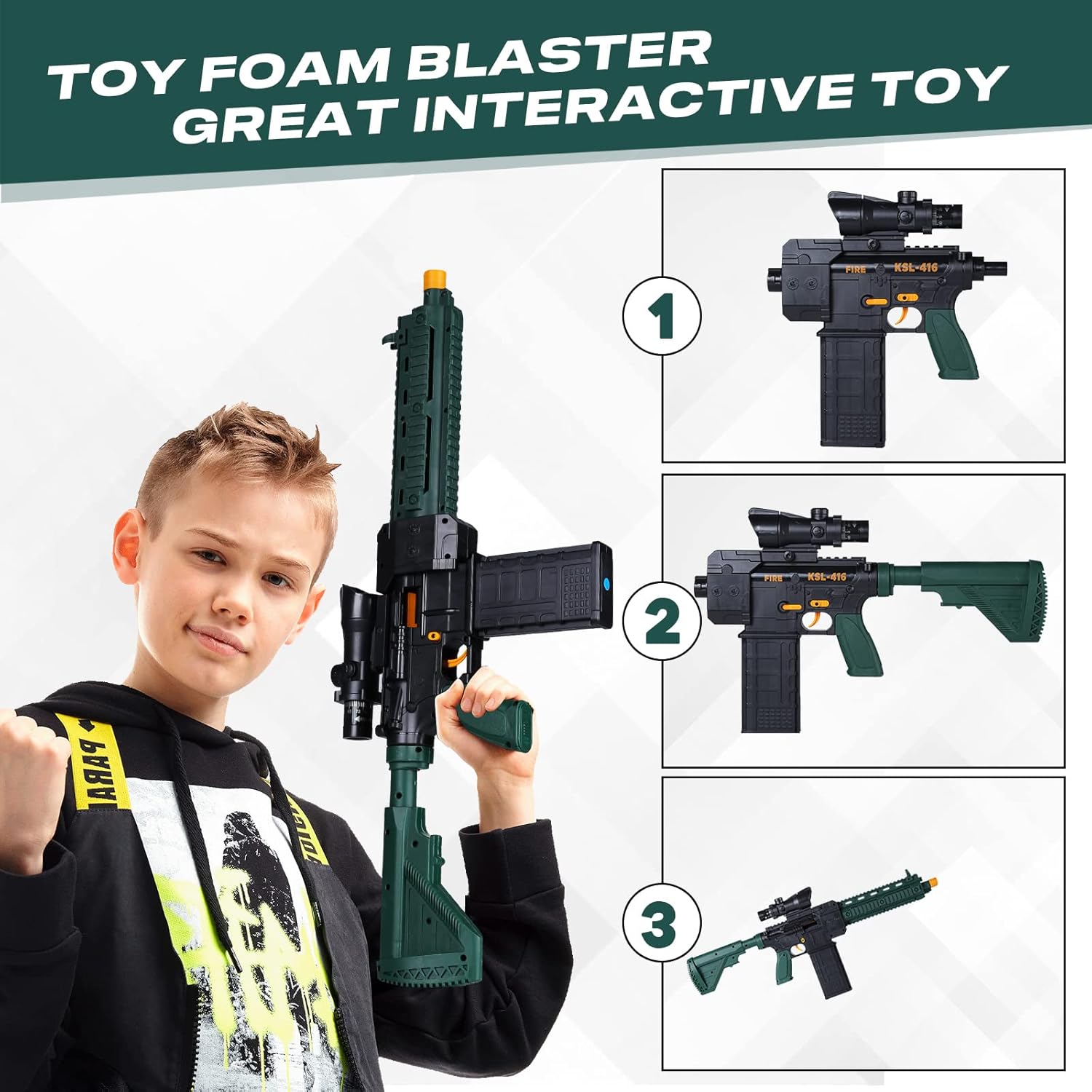Foam Blaster Toy Gun with Soft Bullets for Outdoor Games Y69220