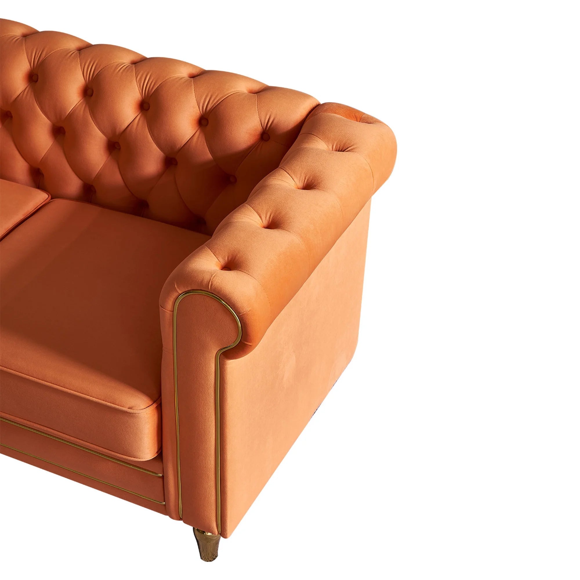Velvet Sofa 84.65 inch for Living Room Orange W392936