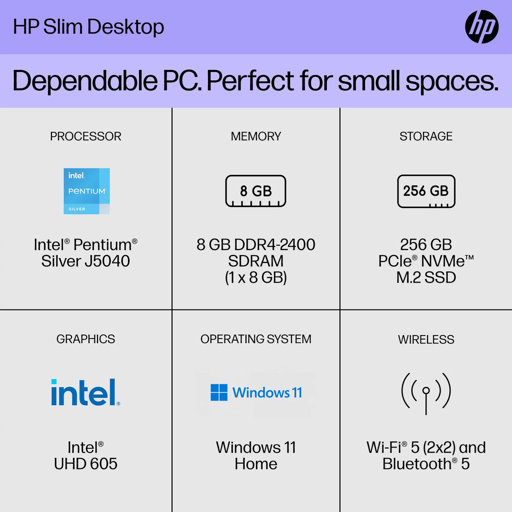 Desktop Tower PC, Intel Pentium, 8GB RAM, 256GB SSD, Windows 11 K740
