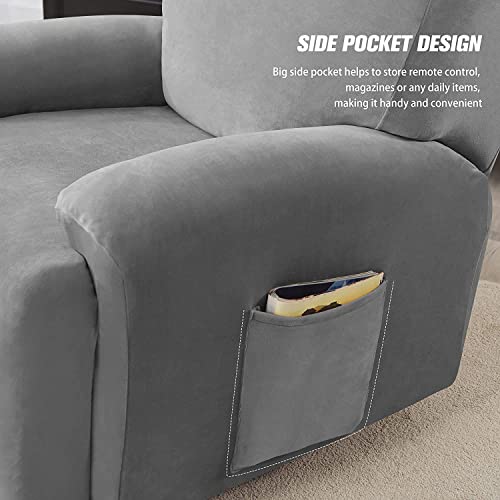 Recliner Chair Cover 4-Piece Stretch Soft with Side Pocket Washable G13569