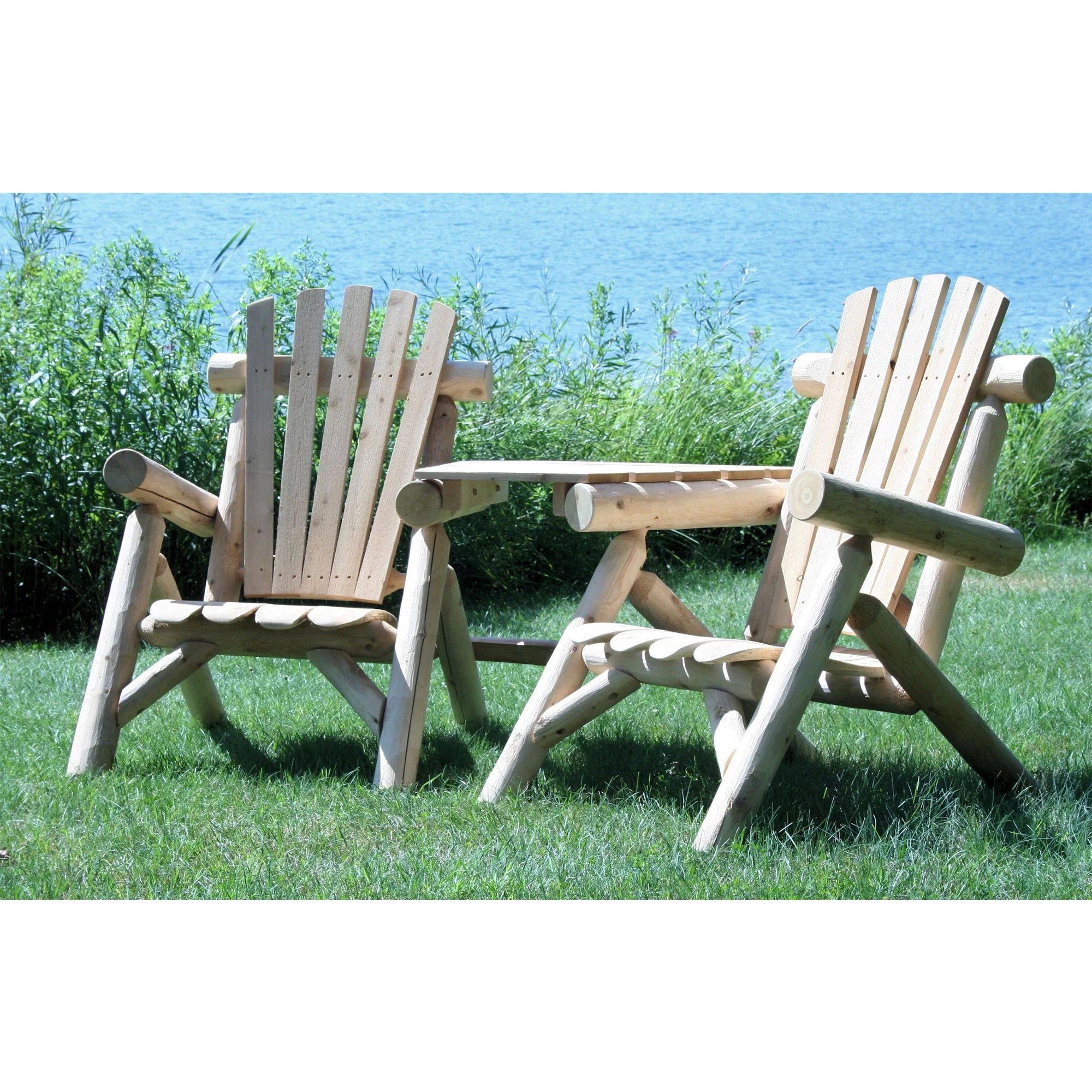 Rustic White Cedar Log Patio Chairs, Natural O658282