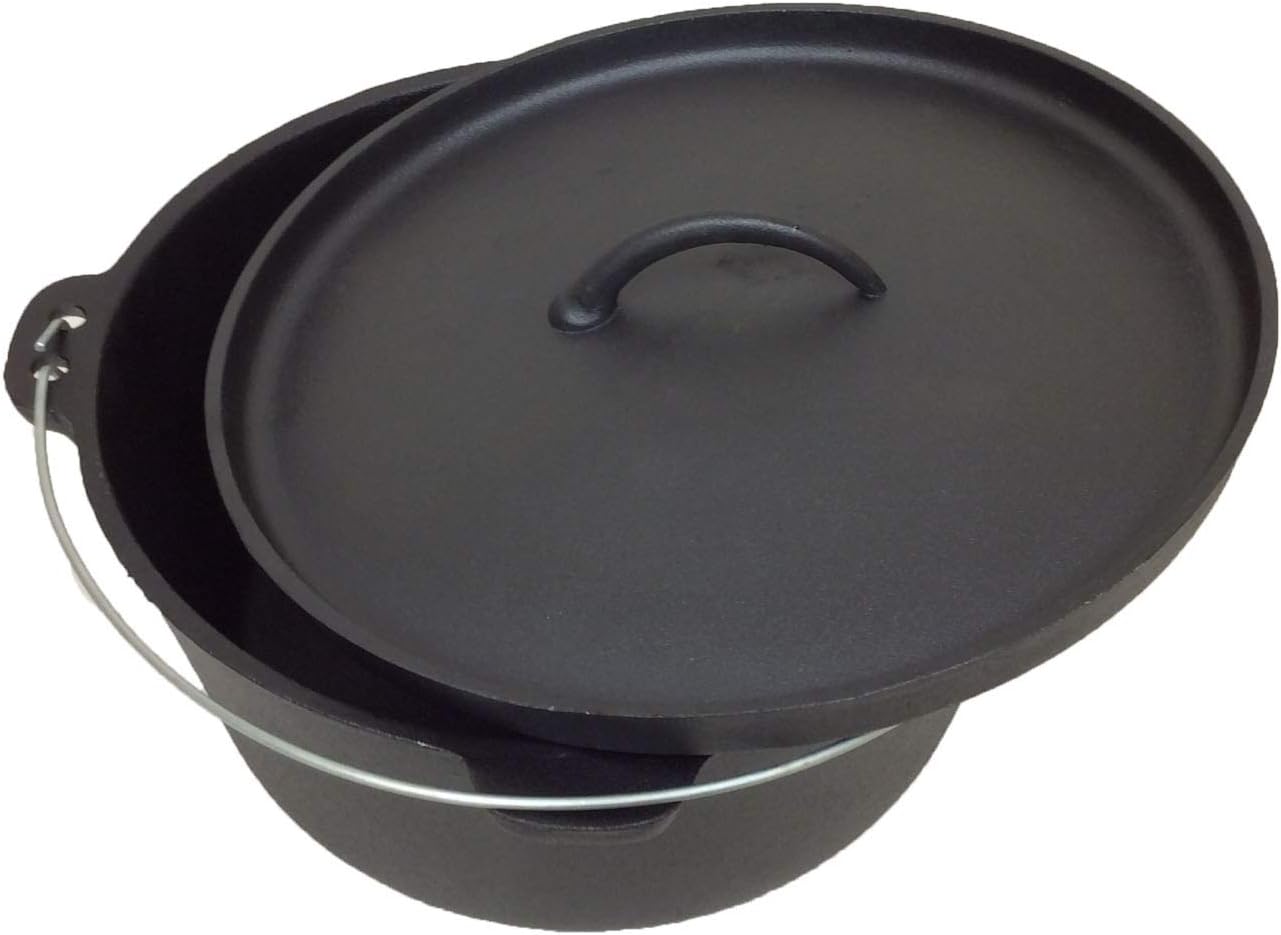 Pre-seasoned 16 Quart Cast Iron Dutch Oven with 3 Legs and Lip Lid A259