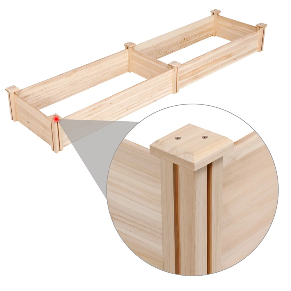 Wooden Raised Garden Bed, 96.7 x 24.6 x 10.6 inch, Natural Wood H28342