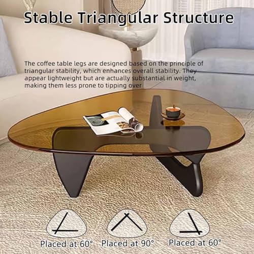 Glass Coffee Table, Triangle Design with Solid Wood Base X152446