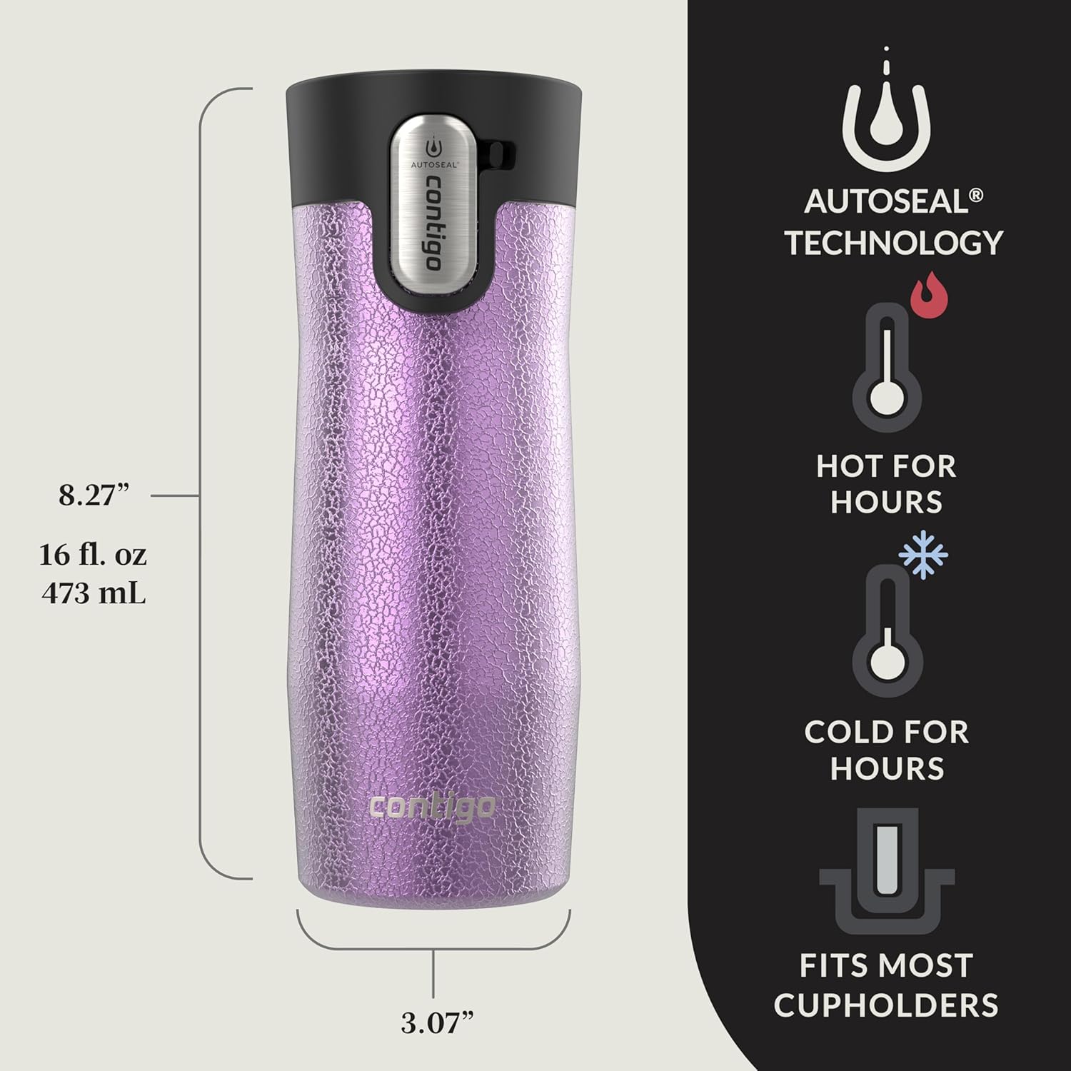 Vacuum-Insulated Stainless Steel Travel Mug with Easy-Clean Lid, 16 oz, 2-Pack X841831