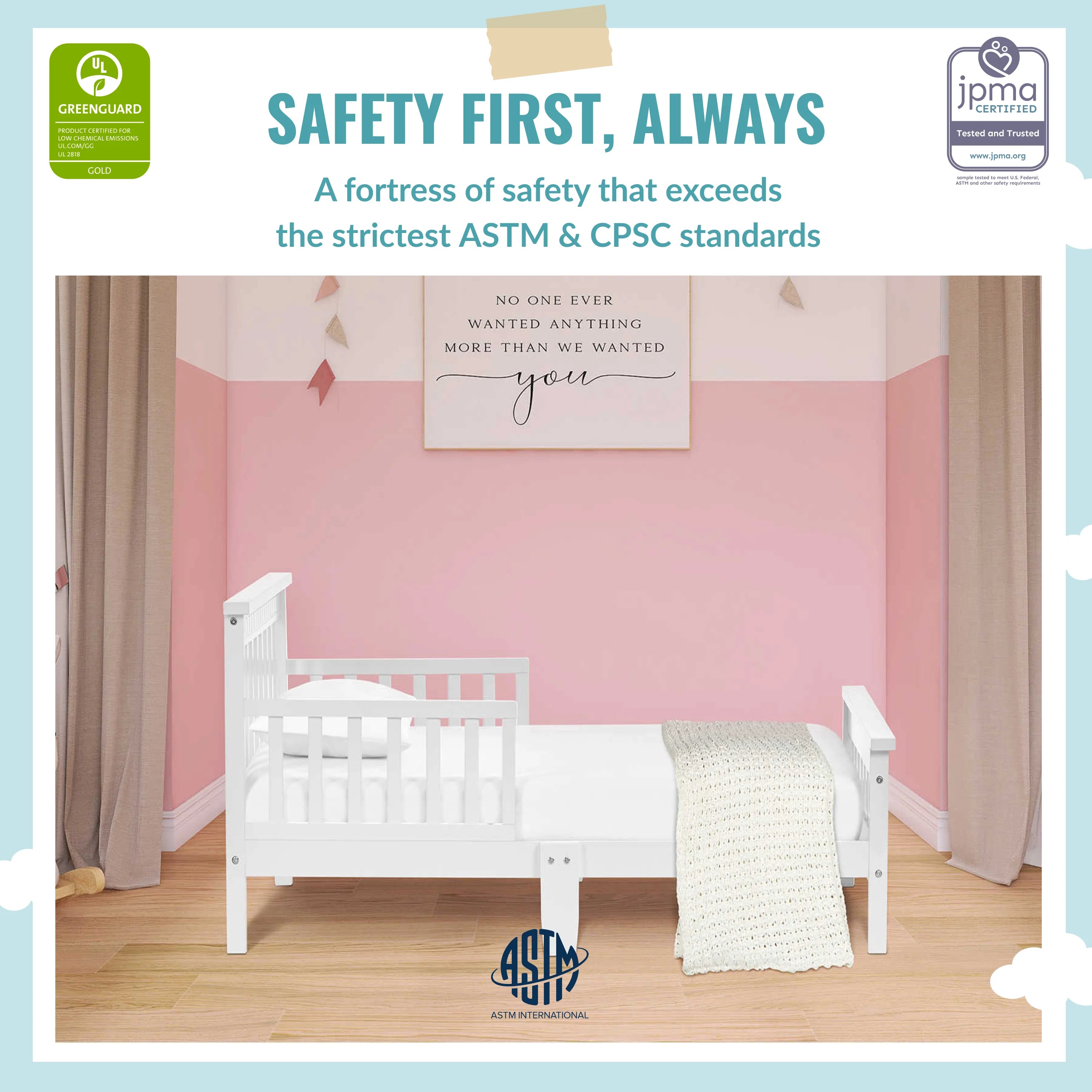 Toddler Bed made with Sustainable Pinewood, White H126