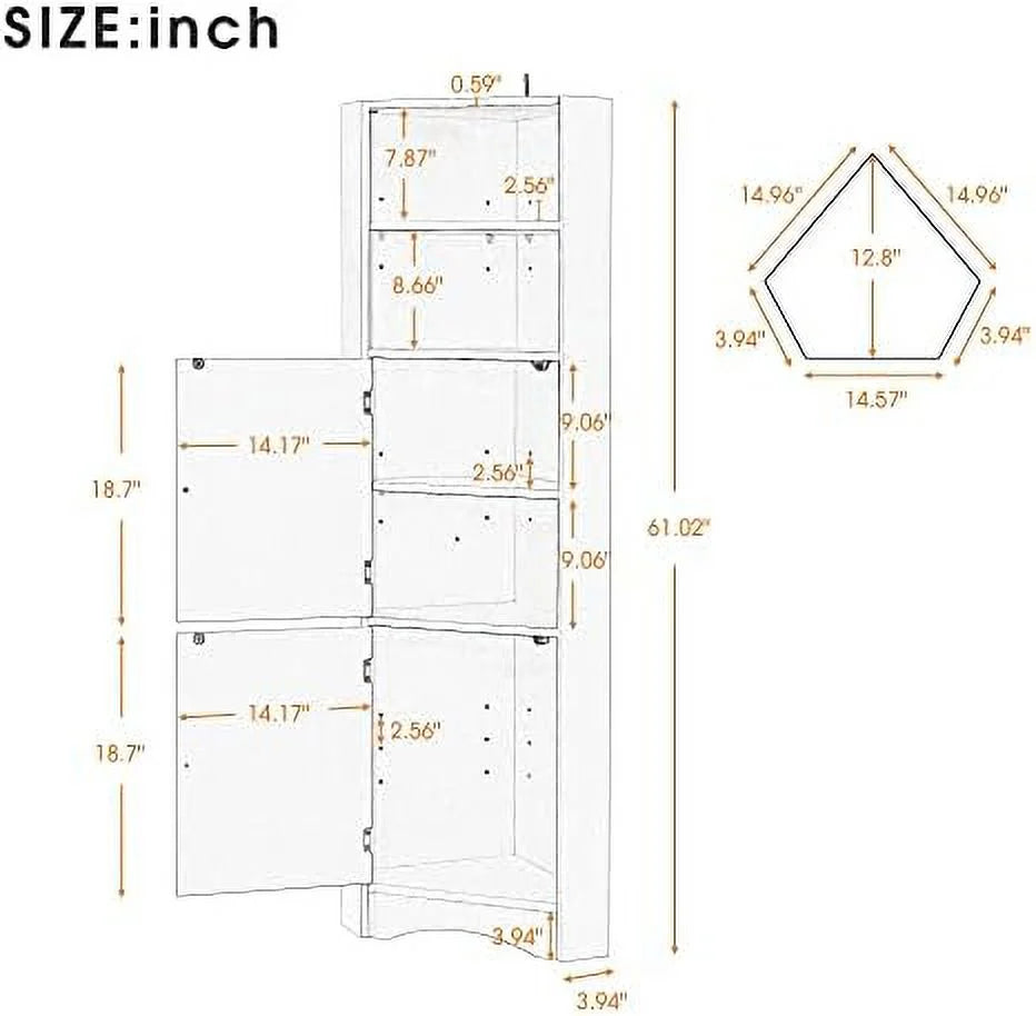 Corner Cabinet with Doors and 2 Adjustable Shelves M2698