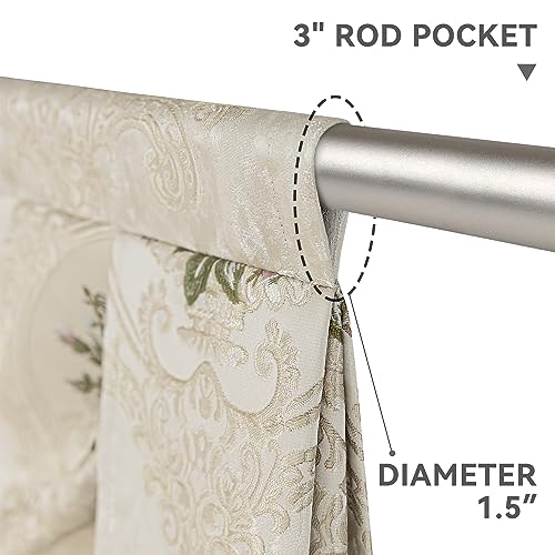 Luxury Jacquard Waterfall Valance with Tassels, Floral Damask Swag Curtains, Pearly Beige, 79 Inch, 1 Panel G1502