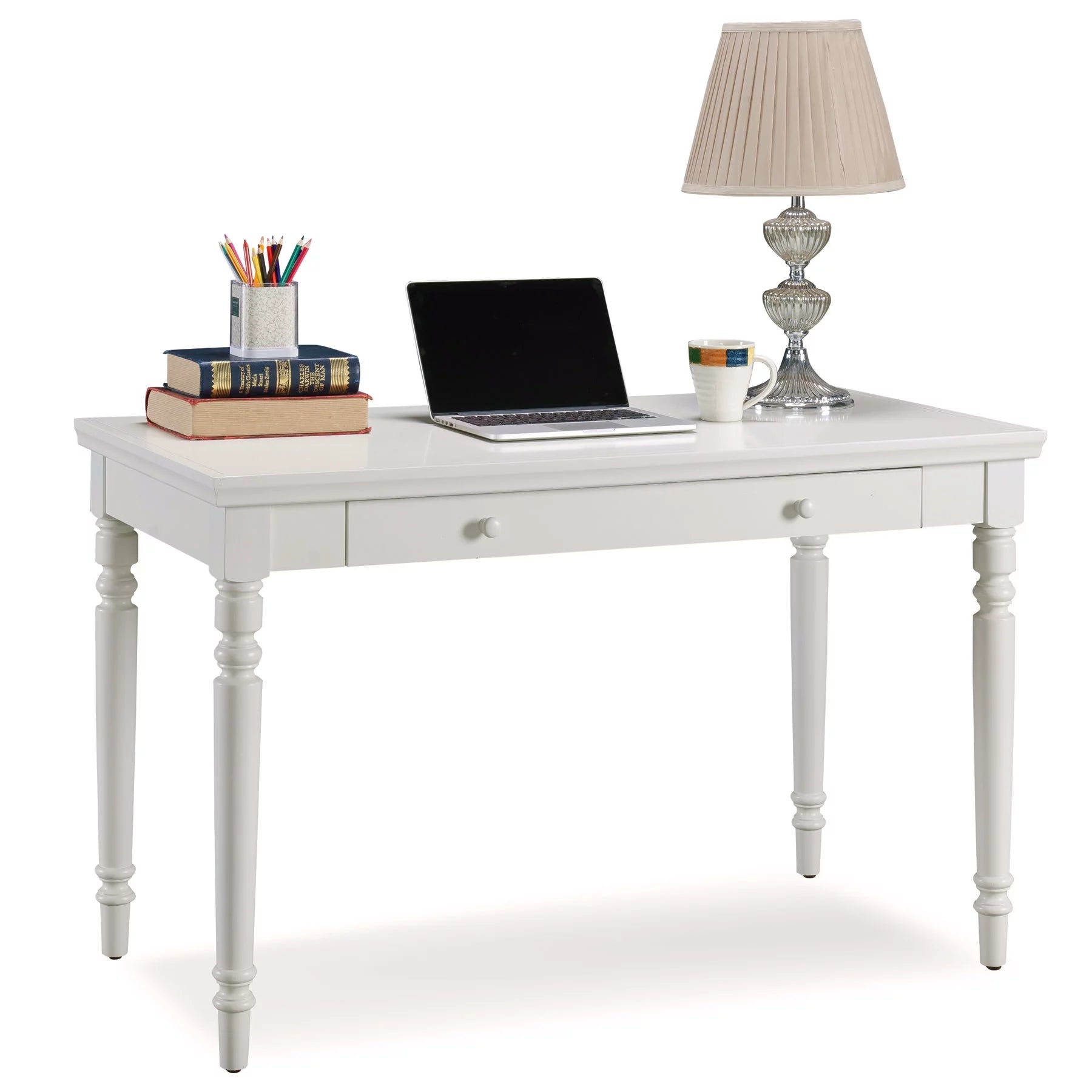 Turned Leg Laptop Writing Desk with Center Keyboard Drawer L40197