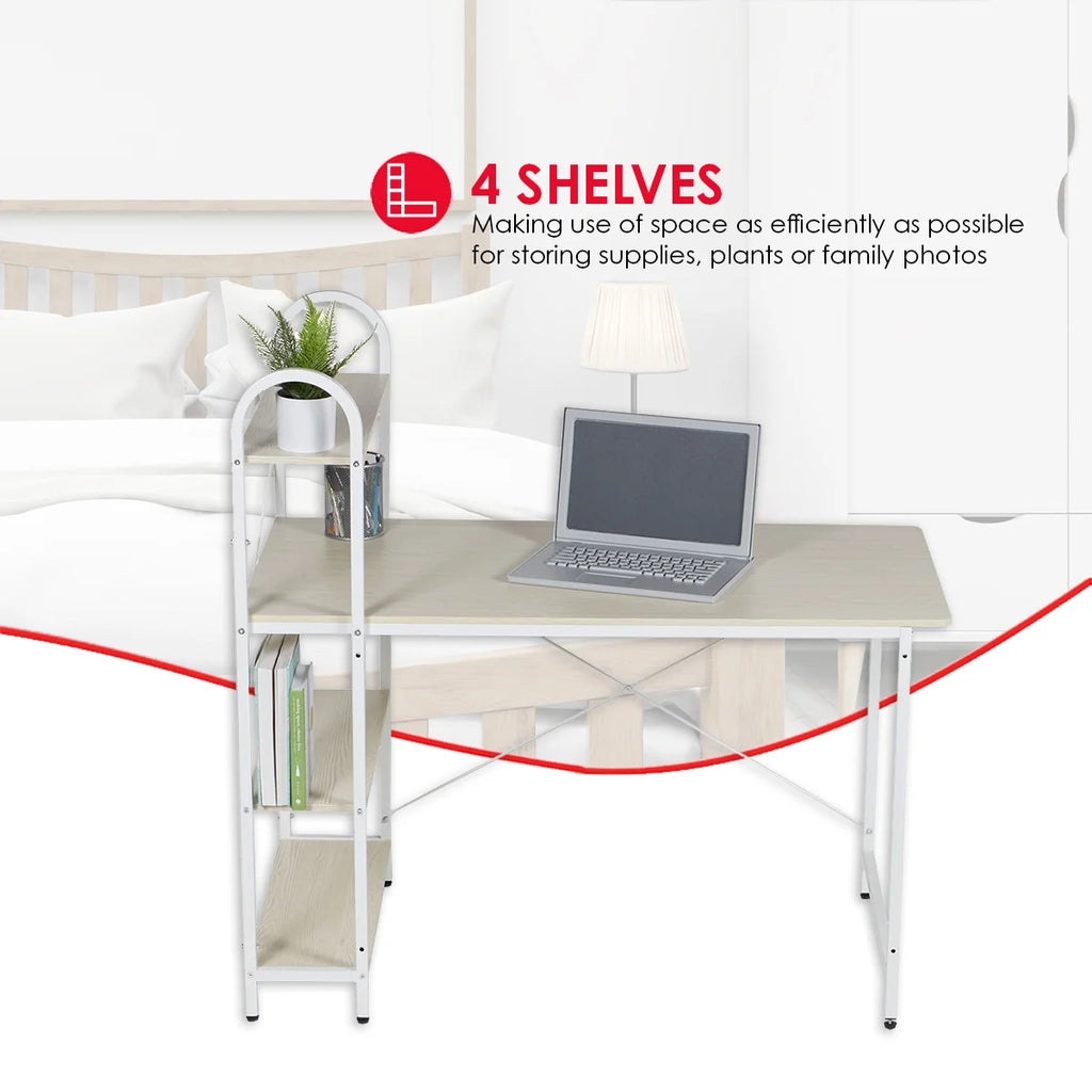 Computer Desk with Shelves, Oak/White P872080