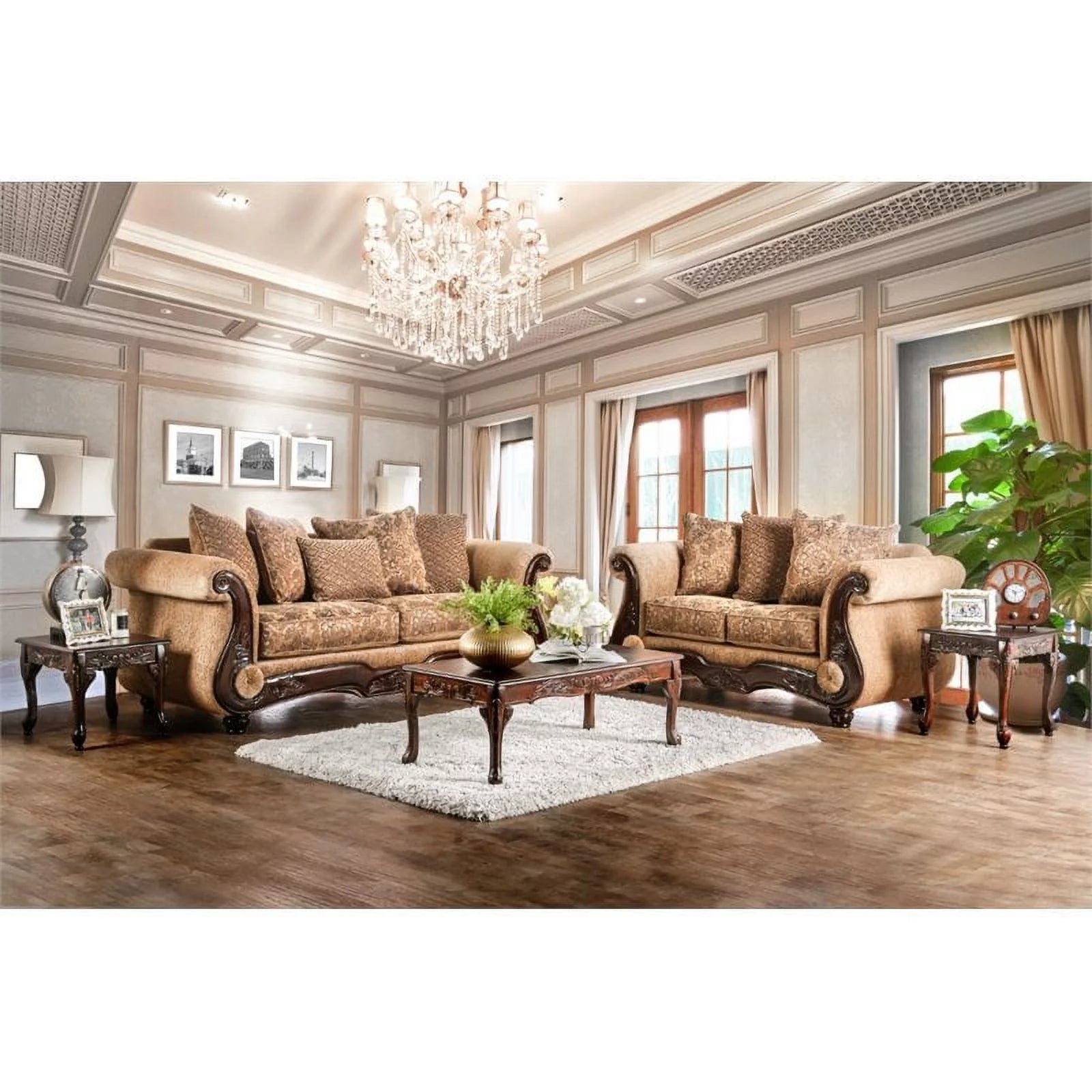 Chenille Sofa in Gold and Bronze Z430